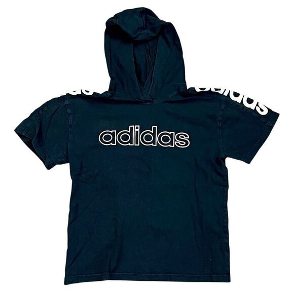 Adidas Boys Short Sleeve Hooded Shirt Small 8 - Picture 1 of 6